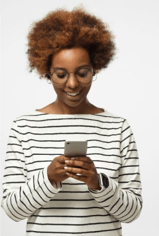 Woman holding smartphone